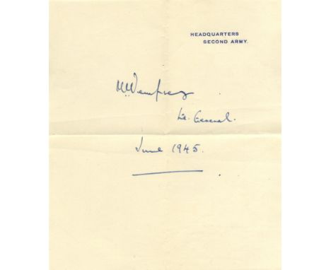 WORLD WAR II: Selection of signed pieces, letterheads etc., by various British military officers of World War II comprising M