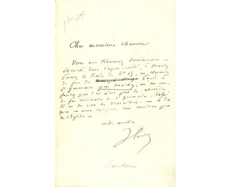 SARDOU VICTORIEN: (1831-1908) French Dramatist, known for his play La Tosca, which became the basis for Giacomo Puccini’s ope