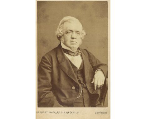 [THACKERAY WILLIAM MAKEPEACE]: (1811-1863) English Novelist. Vintage unsigned carte-de-visite photograph by, the sepia albume