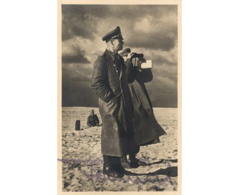 ROMMEL ERWIN: (1891-1944) German Field Marshal of World War II. Vintage signed postcard photograph of Rommel standing in a fu