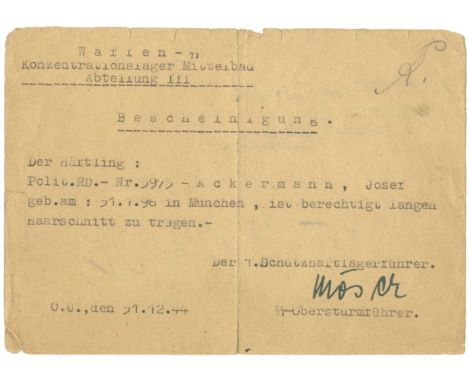 MOSER HANS: (1906-1948) German Nazi SS Officer at the Neuengamme, Auschwitz and Mittelbau-Dora concentration camps during Wor