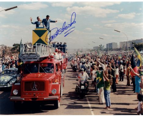 CARLOS ALBERTO: (1944- ) Brazilian Footballer, Captain of the Brazil national team who won the 1970 World Cup. Signed colour 