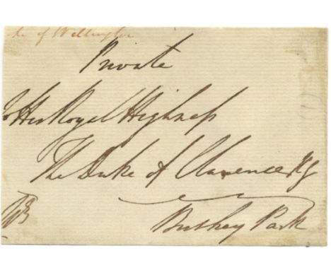 WELLINGTON DUKE OF: (1769-1852) Anglo-Irish Field Marshal &amp; British Prime Minister 1828-30, 1834. Signed Free Front envel