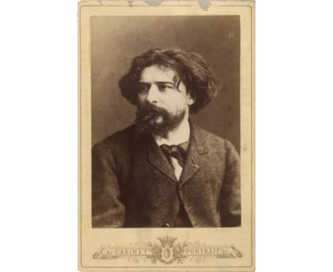 [DAUDET ALPHONSE]: (1840-1897) French Novelist. Vintage unsigned cabinet photograph by an unidentified photographer, the sepi
