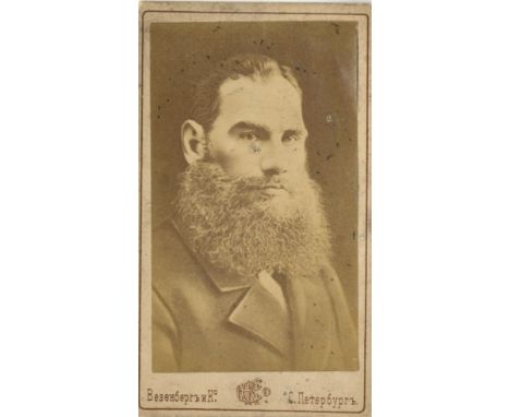 [TOLSTOY LEO]: (1828-1910) Russian Novelist. Vintage unsigned carte-de-visite photograph, the sepia albumen print by Wesenber
