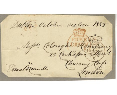 O'CONNELL DANIEL: (1775-1847) Irish Political Leader. Signed Free Front envelope panel, addressed in O'Connell's hand to Mess
