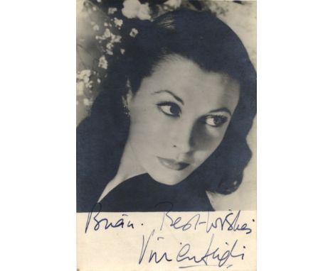 LEIGH VIVIEN: (1913-1967) English Actress, Academy Award winner. Vintage signed and inscribed 3 x 4.5 photograph of the actre