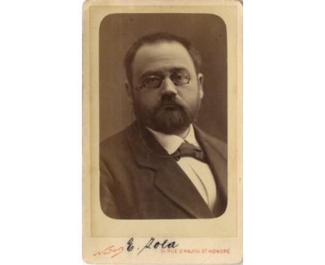 [ZOLA EMILE]: (1840-1902) French Writer. Vintage unsigned carte-de-visite photograph, the fine sepia albumen print by Nadar o