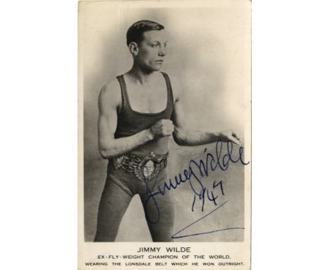 WILDE JIMMY: (1892-1969) Welsh Boxer, the first official World Flyweight Champion, 1916-23. Vintage signed postcard photograp