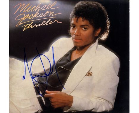 JACKSON MICHAEL: (1958-2009) American Pop Singer. Signed album record sleeve (front panel only) for Thriller (1982). Signed b
