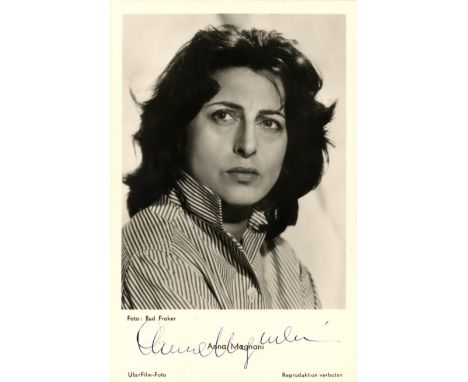 MAGNANI ANNA: (1908-1973) Italian Actress, Academy Award winner. Vintage signed postcard photograph of the actress in a head 