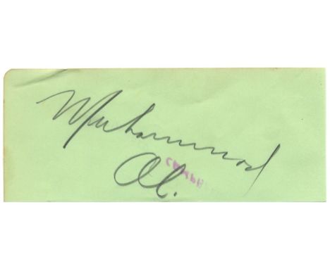 ALI MUHAMMAD: (1942- ) American Boxer, World Heavyweight Champion. Bold pencil signature ('Muhammad Ali') on a portion of a p