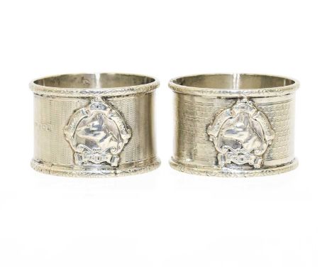 A Pair of George V Silver Napkin-Rings, by Fattorini and Sons, Birmingham, 1915, each circular and with foliage borders, each