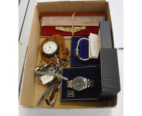 A Lady's Plated Omega Wristwatch, with Omega box and papers, manual wound movement, together with a Silver Pocket Watch, Seik