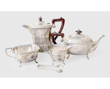 A Four-Piece George VI Silver Tea-Service, by William Greenwood and Sons, Birmingham, 1938, each piece tapering oblong and on