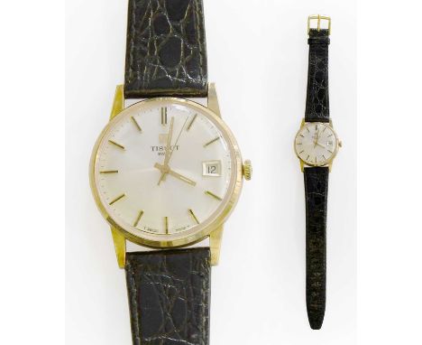 A 9 Carat Gold Calendar Centre Seconds Tissot Wristwatch, (calibre 2461) manual wound lever movement signed and numbered 1906