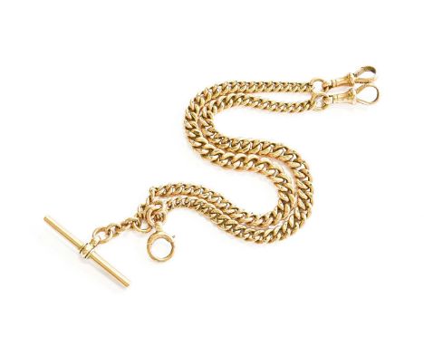 A Graduated Watch Chain, stamped '9' and '.375', suspending a T-bar, length 40cmThe chain is in good condition with slight sc