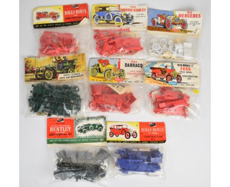 Eight Airfix 1:32 scale plastic model veteran car kits comprising 1905 Rolls-Royce 1336, 1911 Rolls-Royce 1315, 1902 De Dietr