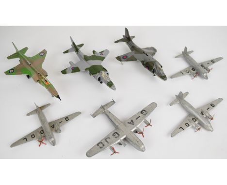 Seven diecast model military aeroplanes and jets to include vintage Dinky examples.