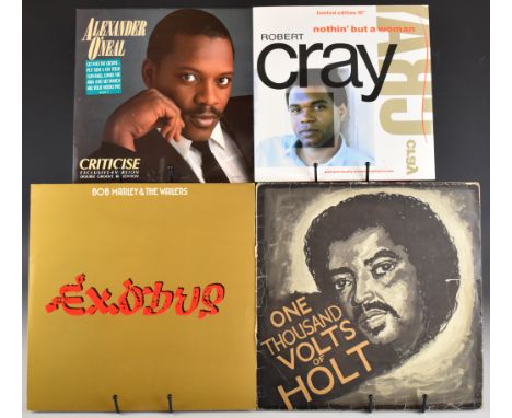 Thirty eight Soul, Reggae, New Wave and Rock LPs, two 10" singles and twenty 12" singles, including John Holt One Thousand Vo