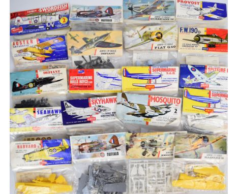 Twenty early Airfix 1:72 scale plastic model aeroplane kits to include Douglas A4D-I Skyhawk 1409, Jet Provost 109, Armstrong