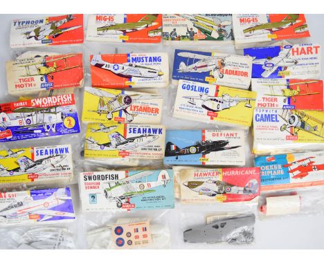 Twenty early Airfix 1:72 scale plastic model aeroplane kits to include Armstrong-Whitworth Seahawk 105, Sopwith Camel 1392, G