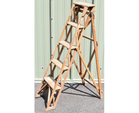 Vintage wooden step ladder, height 147cm
