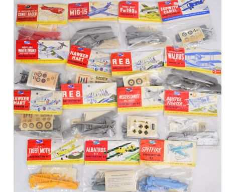Fifteen early Airfix 1:72 scale plastic model aeroplane kits to include Hawker Hart 1398, Westland Whirlwind Long Range Fight