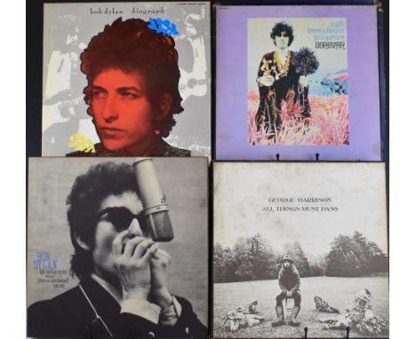 Four LP box sets comprising Donovan A Gift From A Flower To A Garden, Donovan Four Shades, Bob Dylan Biography and George Har