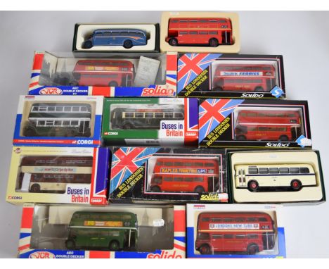 Twelve Corgi and Solido diecast model buses to include The Premium Public Transport Series and Buses In Britain, all in origi