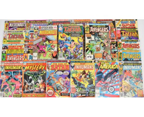 Ninety-four Bronze Age Marvel comics to include The Inhumans, Tarzan, Team America, The Son of Satan and Journey into Mystery