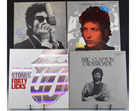 Collection of Rock box sets including The Rolling Stones Forty Licks with booklet and two posters, Eric Clapton Crossroads wi