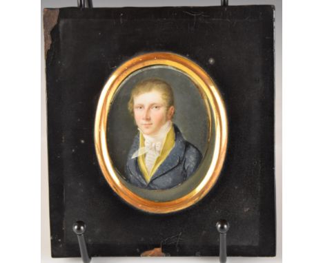 Blanchet Paris 19th century portrait miniature on ivory of a gentleman, titled verso Rev Henry Bennett 30th October 1795-1874