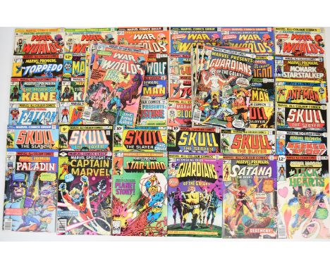 Sixty-six Bronze Age Marvel comics to include Ant Man, War of The Worlds, Satana The Devils Daughter, Man-Wolf, Guardians of 