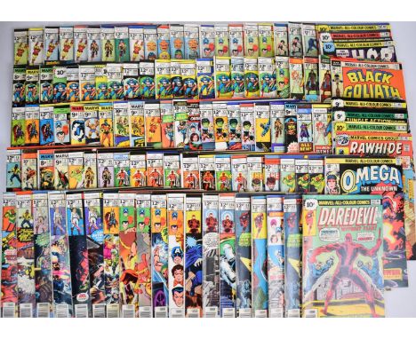 Over one hundred and ten Bronze Age Marvel comics books to include Daredevil, Captain America &amp; Falcon, Thor, Iron Man, T