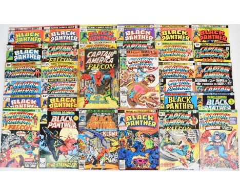 Fifty-seven bronze age Marvel comics comprising forty-one Captain America &amp; The Falcon and sixteen Black Panther.
