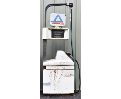 Gilbarco double sided classic car petrol pump, with Esso label to body and Pace plastic globe to top, with both petrol and di