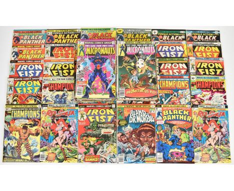 One-hundred Bronze Age Marvel comics comprising titles Red Sonja, Iron Fist, Black Panther, The Micronauts and The Champions,