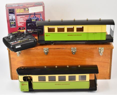 Locomotion 32mm gauge two car live steam railbus, the gas fired boiler having water level gauge and enots type filler, drivin