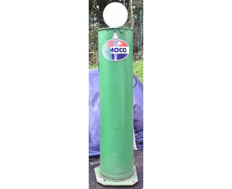 H.J.Godwin Ltd classic or vintage car petrol pump, with hand cranked mechanism and sliding door circular cabinet, overall hei