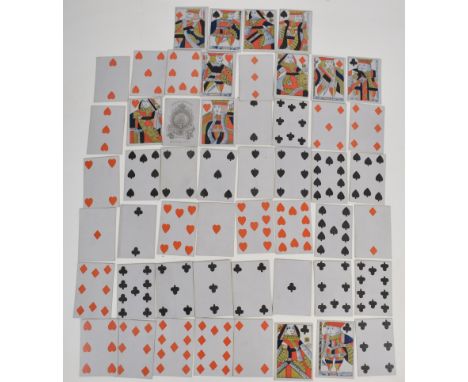 Pack of 19th century Reynolds &amp; Sons playing cards with square corners, single ended court cards, old frizzle ace and gil
