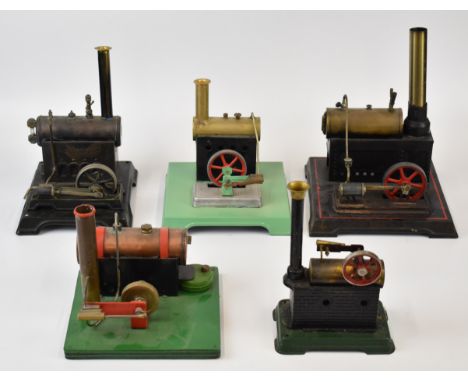 Five various live steam stationary engines, to include Marklin and Doll and Cie