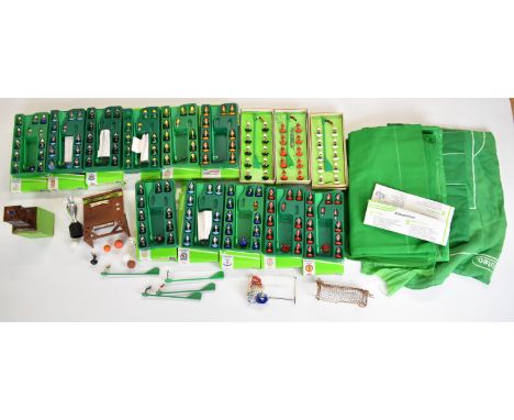A collection of Subbuteo items including teams, goals, scoreboard, pitch etc, the majority in original boxes.