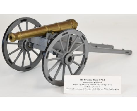 Prize winning exhibition quality model of a 4lb bronze gun on galloper carriage, circa 1750, built by the award winning late 