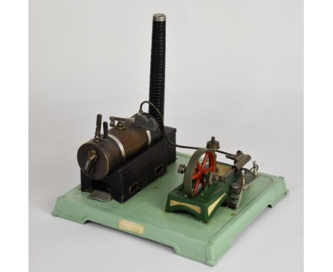 Fleischmann live steam stationary engine, the single cylinder oscillating engine having dummy flyball governor