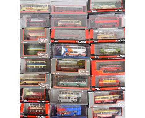 Twenty-five Corgi Original Omnibus limited edition 1:72 scale diecast model buses and coaches to include AEC Reliance Leicest