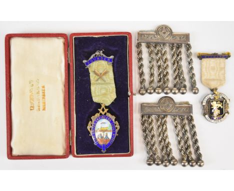 Two hallmarked silver and enamel Masonic interest medals, one a Founders medal for the United Engineers Lodge No 3862, Birmin