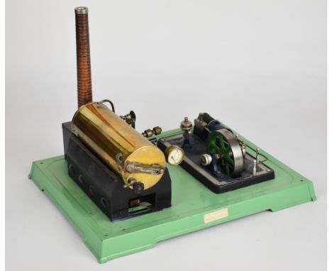 Fleischmann live steam stationary engine, the single cylinder slip eccentric engine having dummy flyball governor