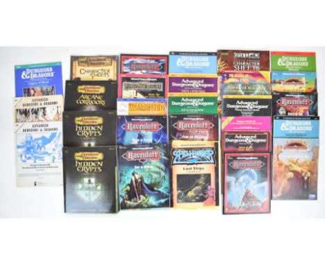 Twenty-eight vintage Dungeons &amp; Dragons roleplaying rule books, supplements and accessories to include Ravenloft, Dark Su