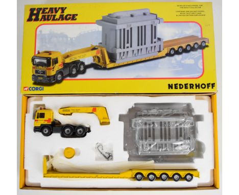 Corgi Heavy Haulage diecast model 1:50 scale Nederhoff &amp; MAN 6x4 Low Loader with Generator - Nederhoff Cranehire Company,